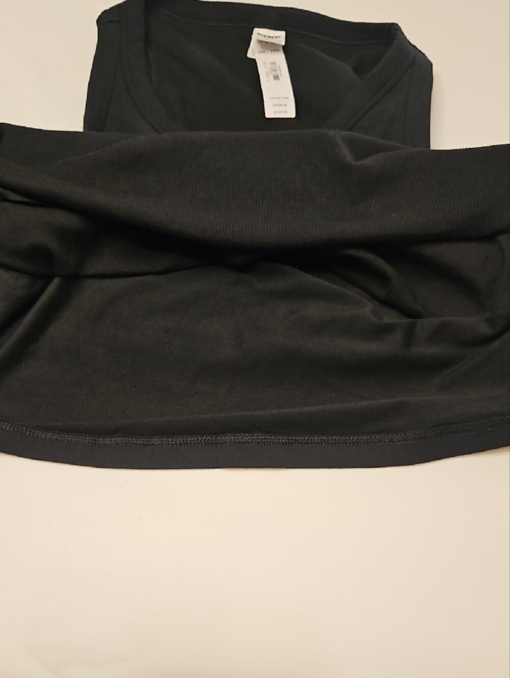 PINK Victoria's Secret Black Ribbed Cropped Tank w/ Shelf Bra XXL NWT - Picture 5 of 9